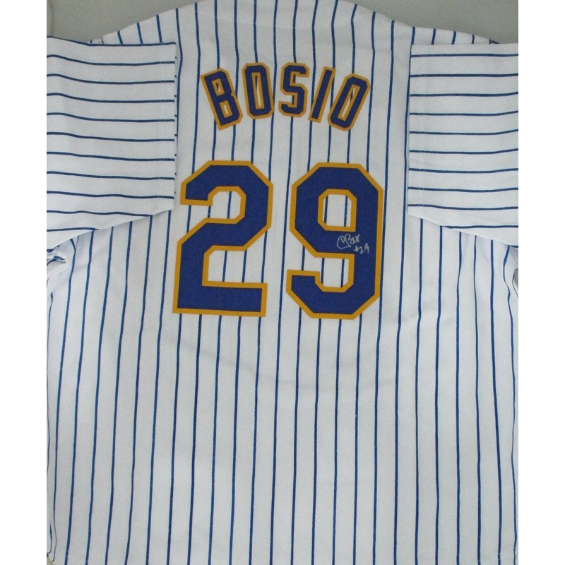 Brewers Pitcher CHRIS BOSIO Signed Custom Replica Milwaukee Retro Jersey 1986-92