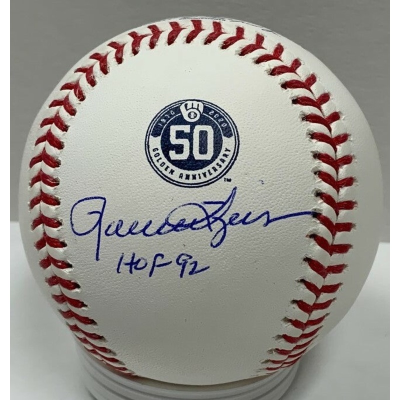 Brewers ROLLIE FINGERS Signed 50th Anniversary Logo Baseball AUTO w/ HOF – JSA