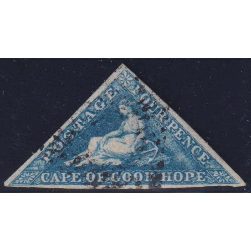 CAPE OF GOOD HOPE 1858 4d DEEP BLUE  TRIANGLE SUPERB USED (2)