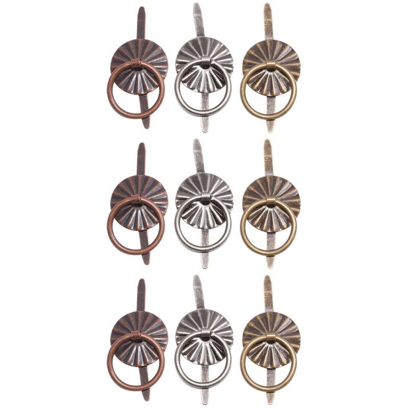 Idea-Ology Metal Ring W/Brad Fastener .25 9/Pkg Antique Nickel, Brass & Copper