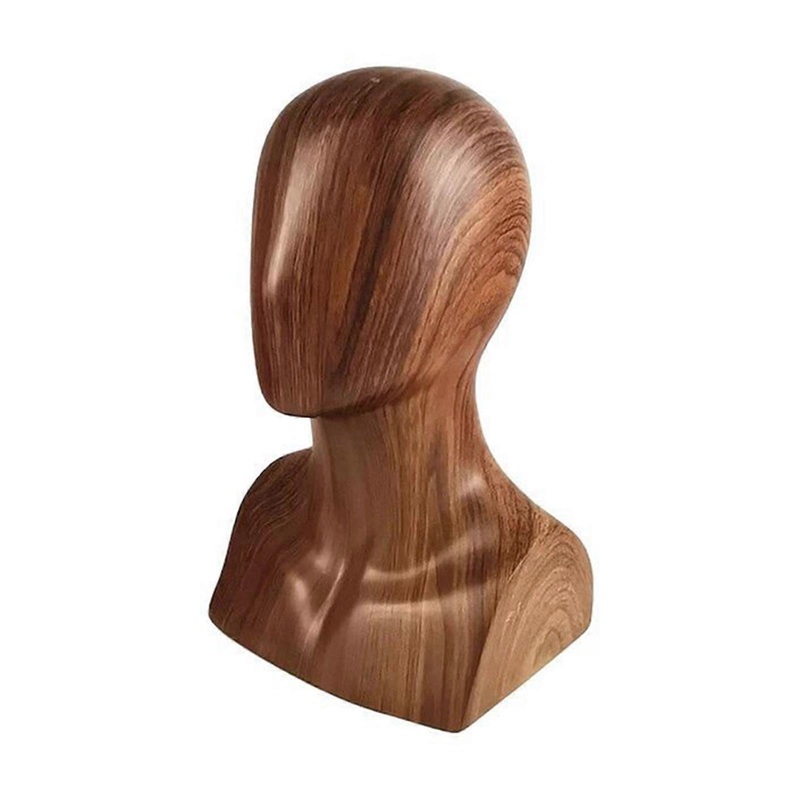 Male Mannequin Head Hat and Wigs Display Holder Rack with Imitation Wood Texture for Fashion Enthusiasts and Shop Owners  Wood grain color