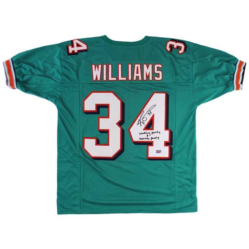 Ricky Williams Signed Miami Custom Teal Jersey with Inscription