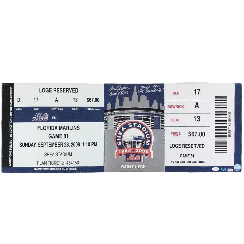 Tom Seaver Signed New York Mets 12×32 Mega Ticket MLB Canvas w/ 2 Inscriptions