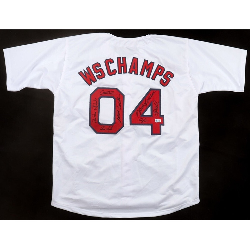 2004 World Series Champion Boston Red Sox Jersey Signed By 10 (See List) Beckett