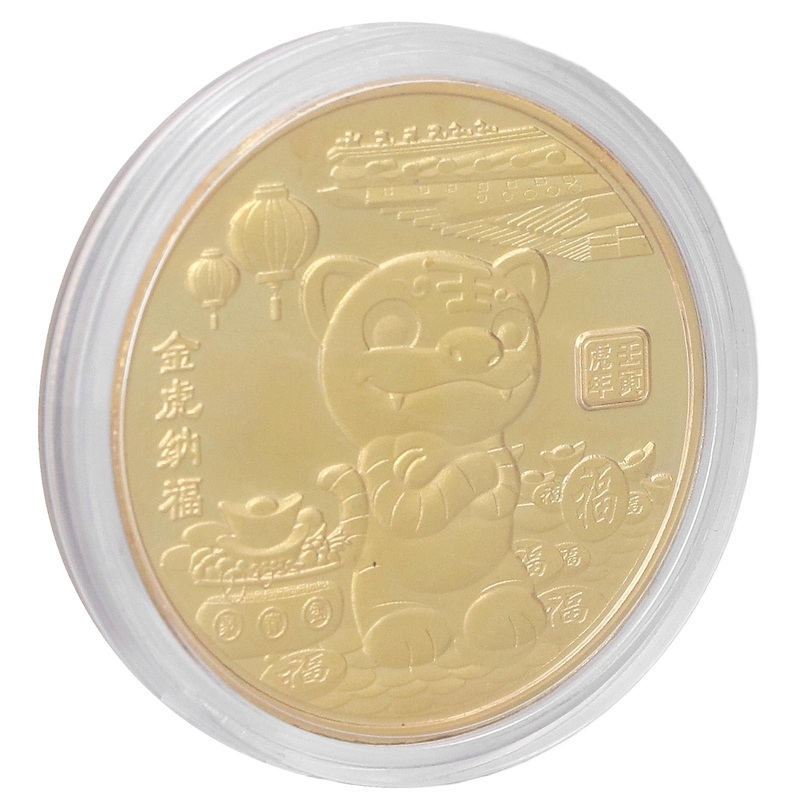 2022 Year of the Tiger Commemorative Coin 9x7cm Double Sided Gold