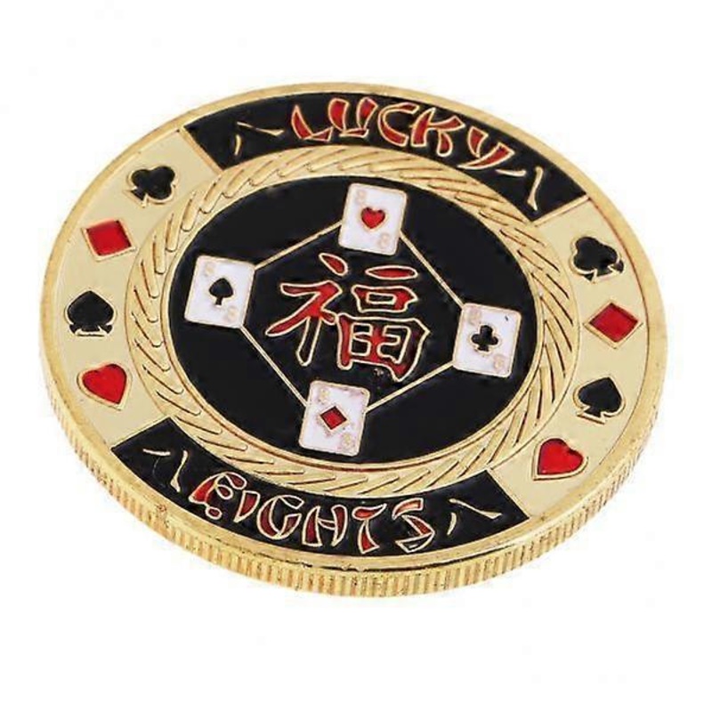 2X Gold Plated Lucky Poker Chip Toys Commemorative Toys Collectible