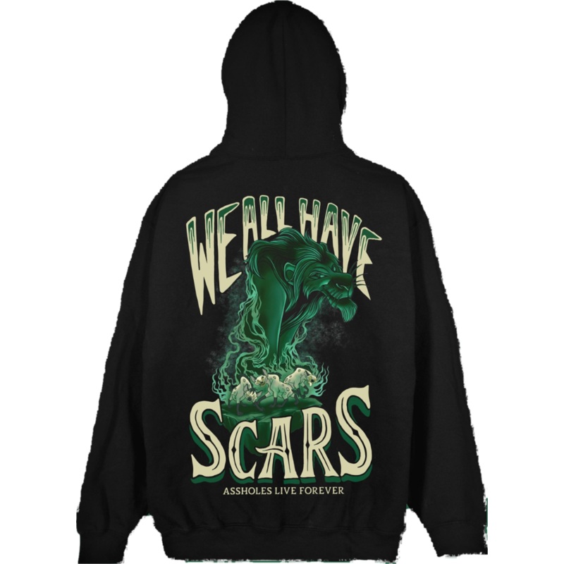 Assholes Live Forever Limited Edition Scar We all have Scars Black Hoodie (L)