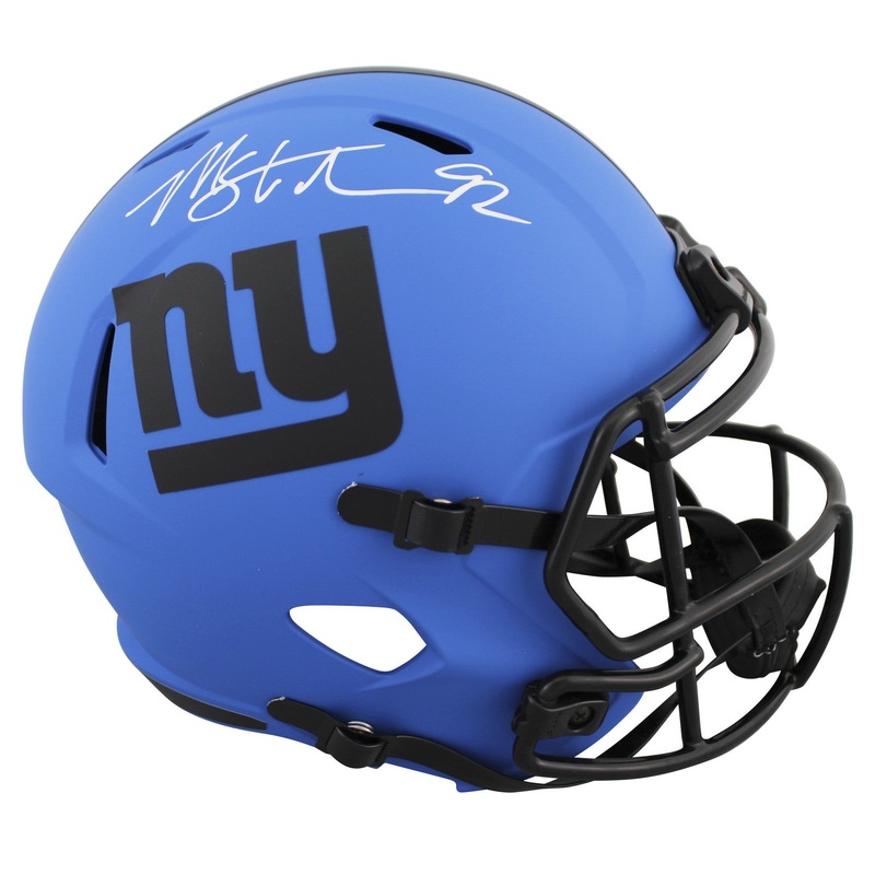 Giants Michael Strahan Signed Rave Full Size Speed Rep Helmet BAS Witnessed