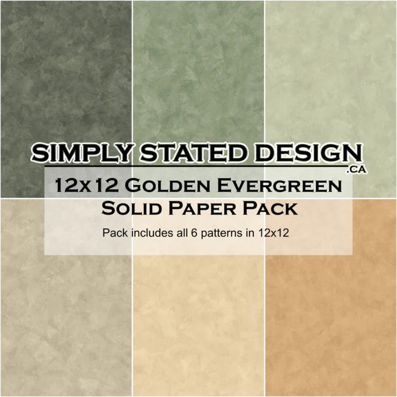 Simply Stated Design Golden Evergreen 12×12 Solid Paper Pack