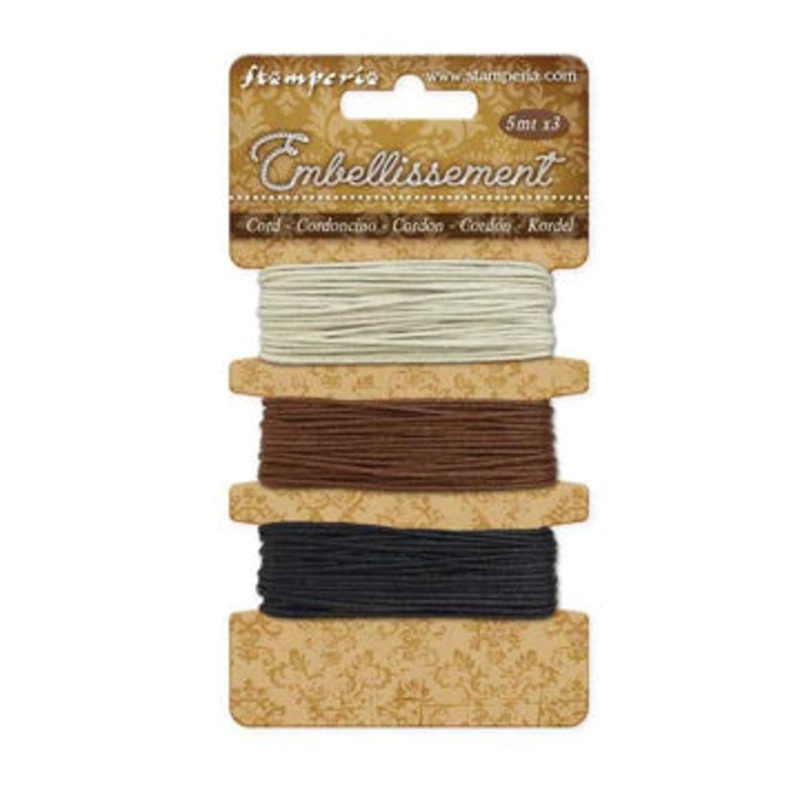 Stamperia Embellishment, Cording – Ivory, Brown, Black