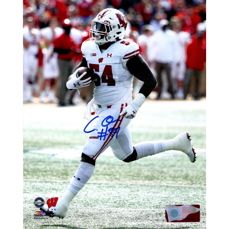 WI Badgers Linebacker CHRIS ORR Signed 8X10 Photo #1 AUTO – 2020 Draft Pick