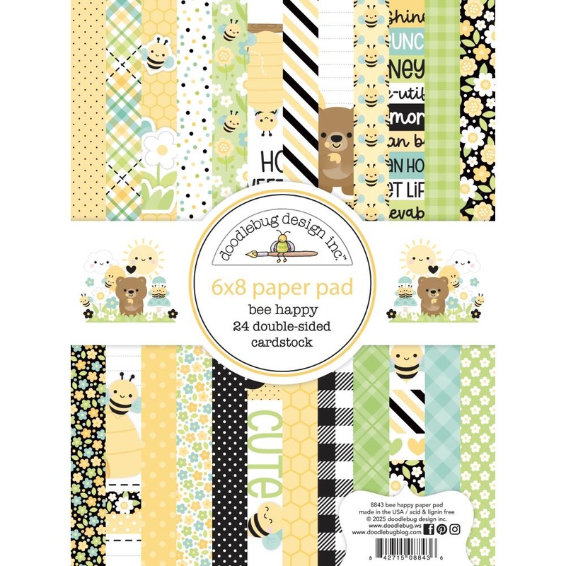 Doodlebug Double-Sided Paper Pad 6×8 – Bee Happy