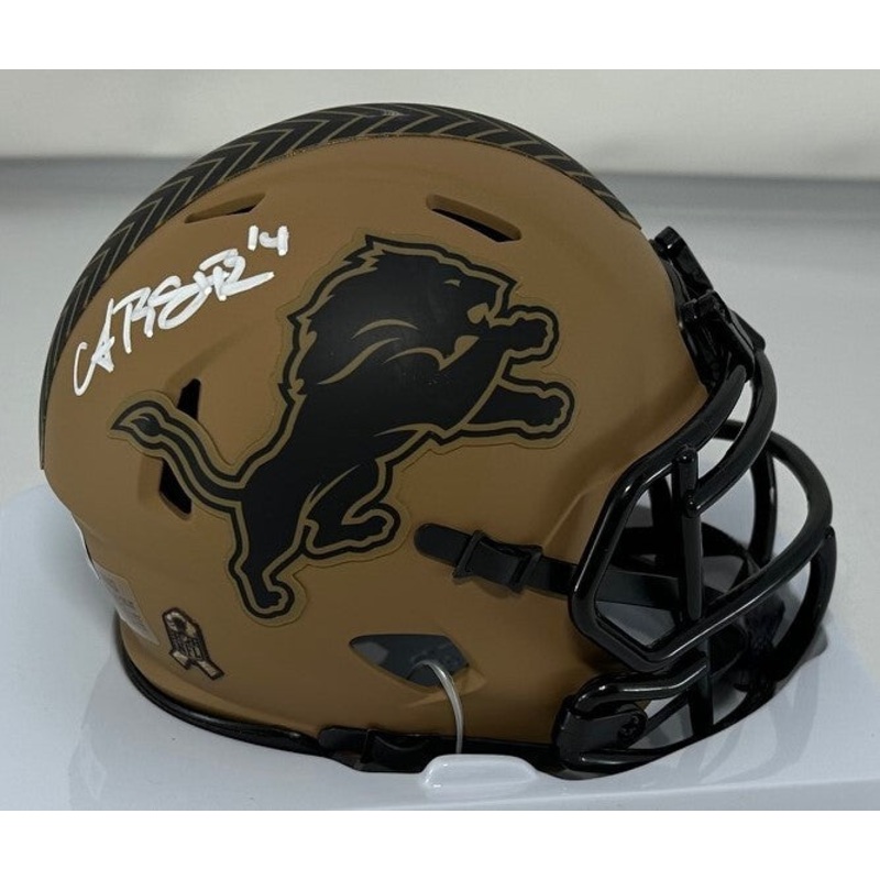 Lions AMON-RA ST. BROWN Signed Riddell 2023 SALUTE Speed Mini Helmet AUTO – BAS