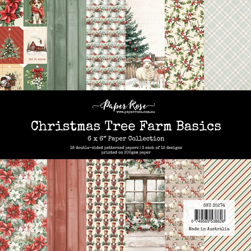Paper Rose – 6×6 Paper Collection Christmas Tree Farm Basics