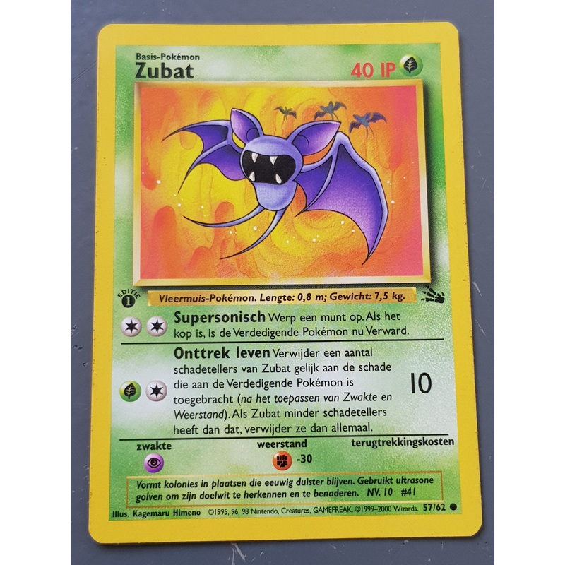 Pokemon Dutch Fossil Zubat (1st Edition) #57/62 Trading Card