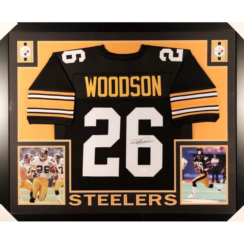 Rod Woodson Signed Steelers 35×43 Framed Jersey (JSA) Super Bowl XXXV Champion