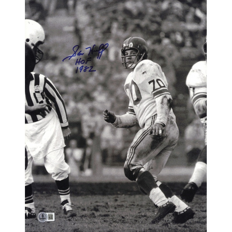 Sam Huff Autographed 11×14 Photo New York Giants HOF 1982 Beckett QR #BS30538