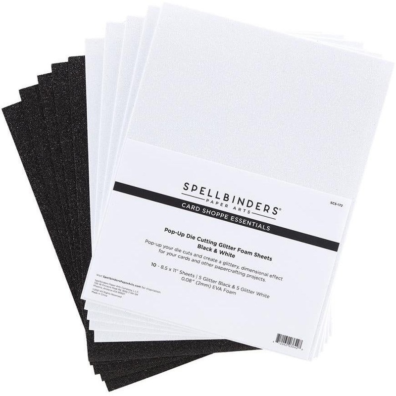 Spellbinders Black & White Glitter Foam Sheets 8.5X11 10/Pkg