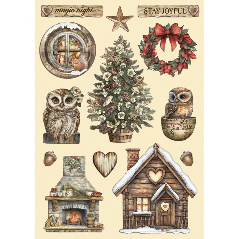 Stamperia A5 Colored Wooden Shapes, The Owl’s House