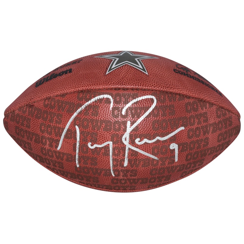 TONY ROMO SIGNED DALLAS COWBOYS WILSON NFL DUKE SHOWCASE FOOTBALL BECKETT