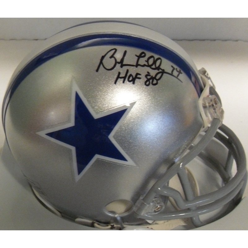 Cowboys Hall of Famer BOB LILLY Signed Riddell Mini Helmet AUTO w/ HOF ’80