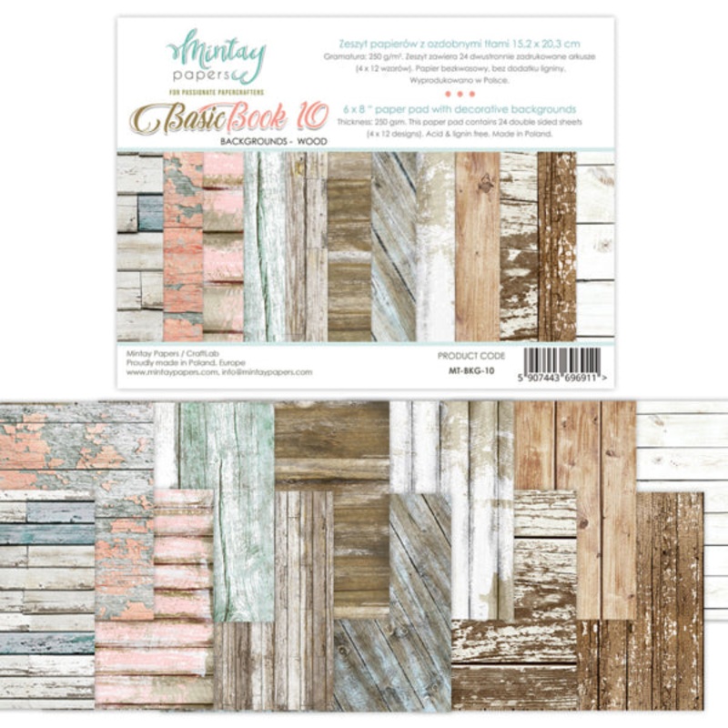 Mintay Papers 6 X 8 BASIC BOOK – BACKGROUNDS – WOOD