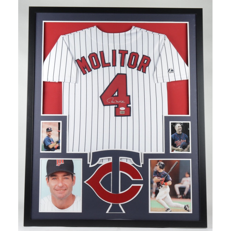 Paul Molitor Signed Minnesota Twins 34x 42 Framed Majestic MLB Jersey (JSA QR)