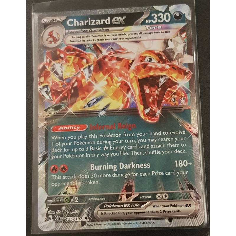 Pokemon Scarlet and Violet Obsidian Flames Charizard Ex #125/197 Holo Trading Card