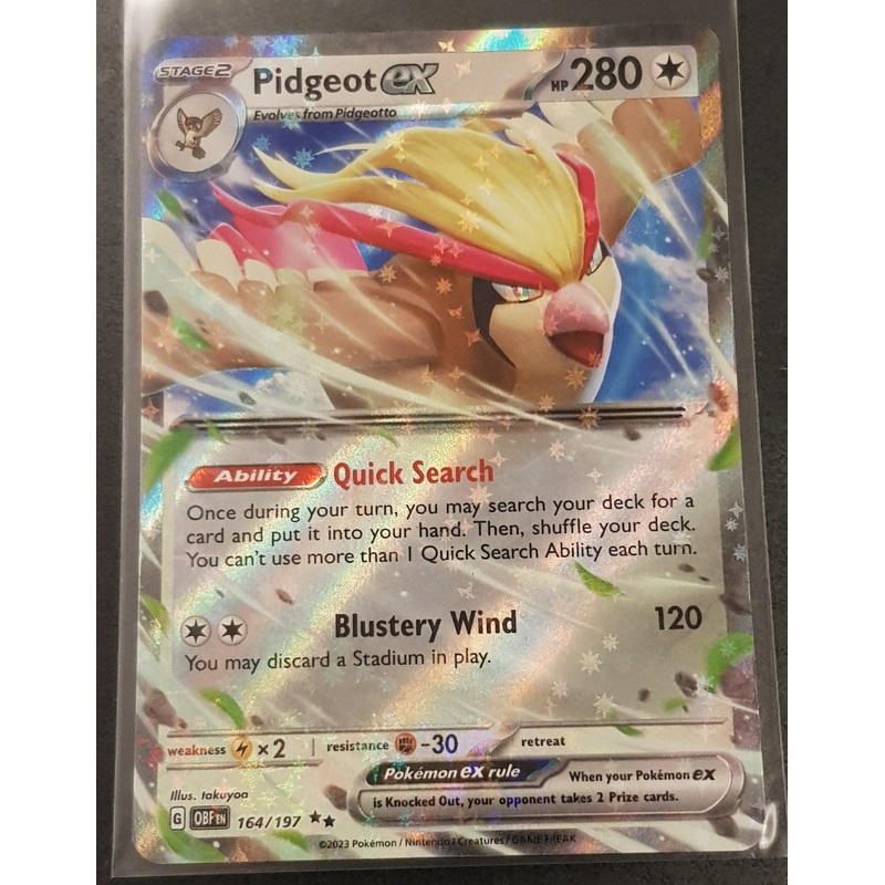 Pokemon Scarlet and Violet Obsidian Flames Pidgeot Ex #164/197 Holo Trading Card