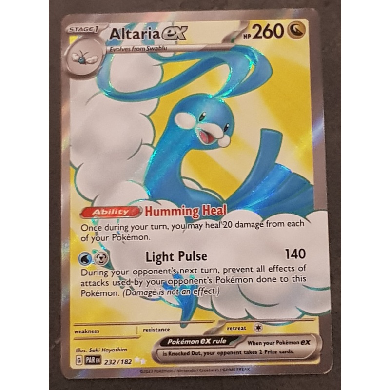 Pokemon Scarlet and Violet Paradox Rift Altaria Ex #232/182 Full Art Ultra Rare Holo Trading Card