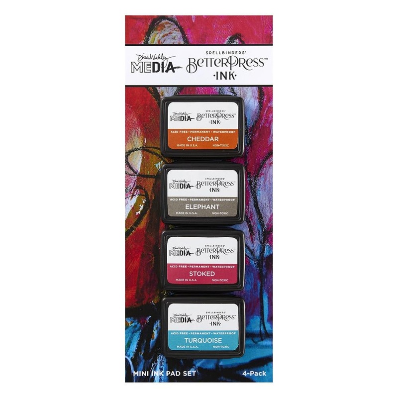 Spellbinders BetterPress Ink Mini Set 4/Pkg By Dina Wakley Dina’s Faves