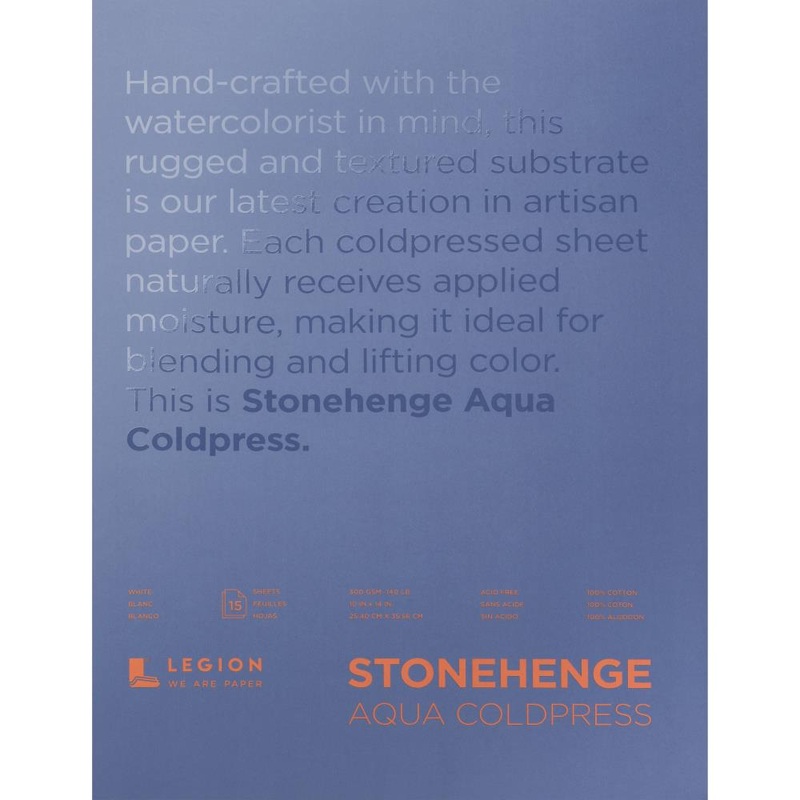 Stonehenge Aqua Block Coldpress Pad 10X14 15 Sheets/Pkg White 140lb
