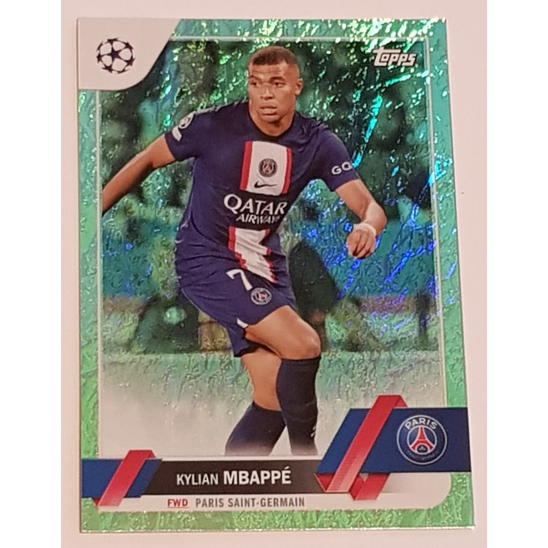 2022-23 Topps UEFA Club Competitions Jade Edition Kylian Mbappe #100 Base Trading Card