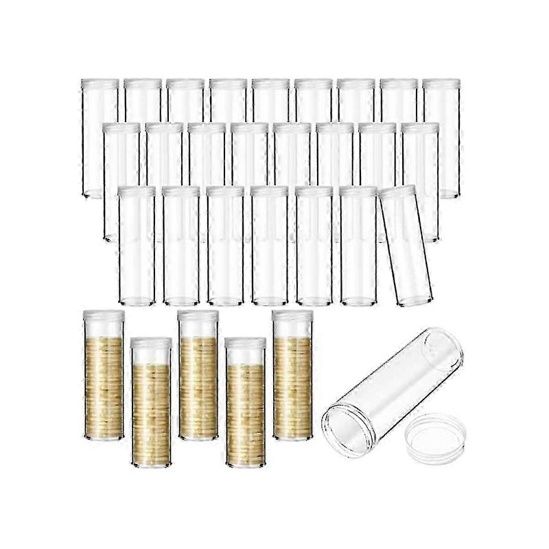 30pieces Coin Storage Tube Penny Coin Tube Coin Organizer With Screw On Lid For Coin Collection