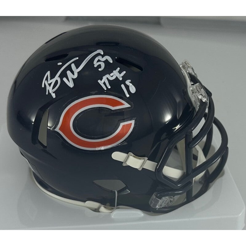 Bears BRIAN URLACHER Signed Riddell Speed Mini Helmet AUTO w/ HOF ’18 – BAS