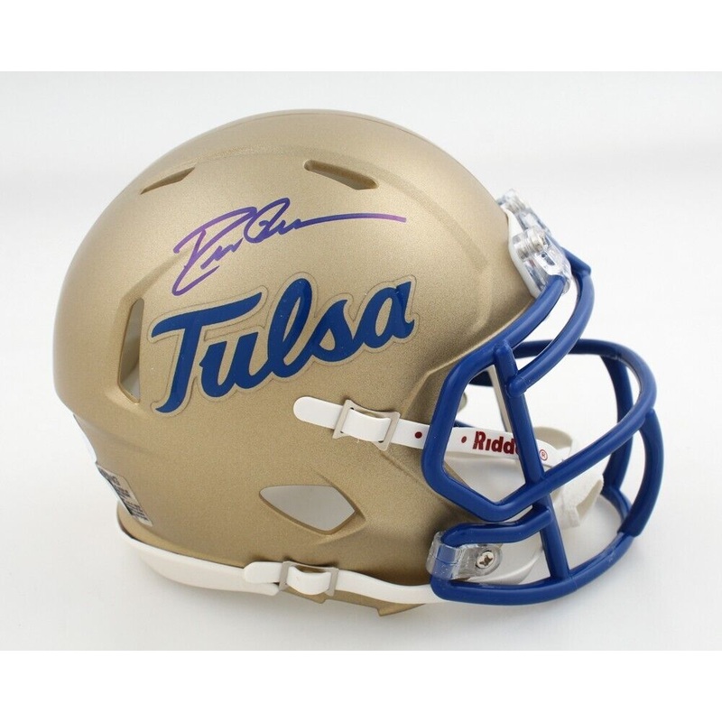 Drew Pearson Signed Tulsa Golden Hurricane Mini-Helmet (JSA COA) Cowboys W.R.