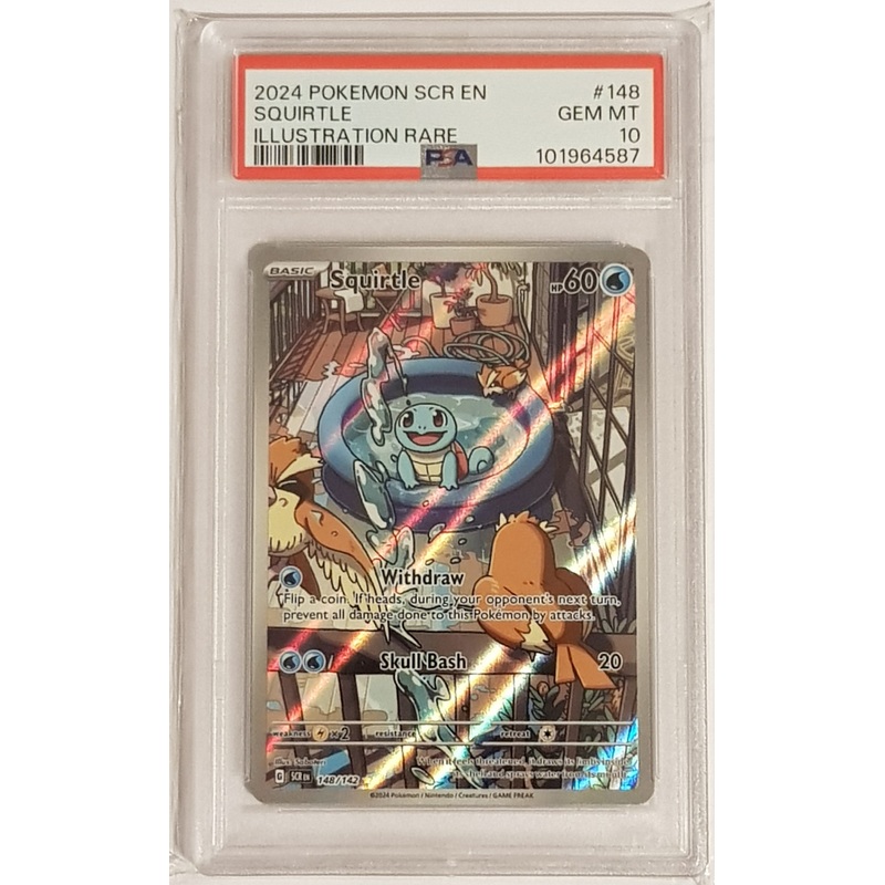 Pokemon Scarlet and Violet Stellar Crown Squirtle #148/142 PSA 10 Illustration Rare Holo Trading Card