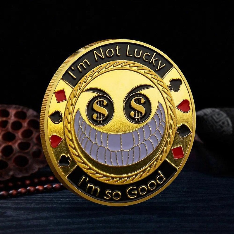Poker Card-Guard Chip Gold Coin Lucky Commemorative Metal Smiling Face Poker Coin