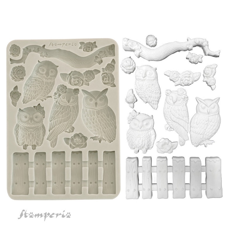Stamperia A5 Silicone Mould, The Owl’s House – Owls and Branch