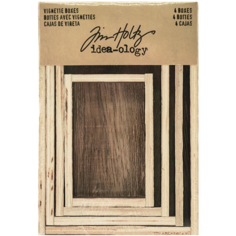Tim Holtz Idea-Ology – Wooden Vignette Boxes 4/Pkg Brown