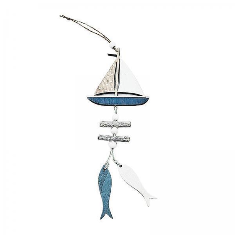 2xNautical Sailboat Miniature Sailing Boat Beach Themed Decorations Fish