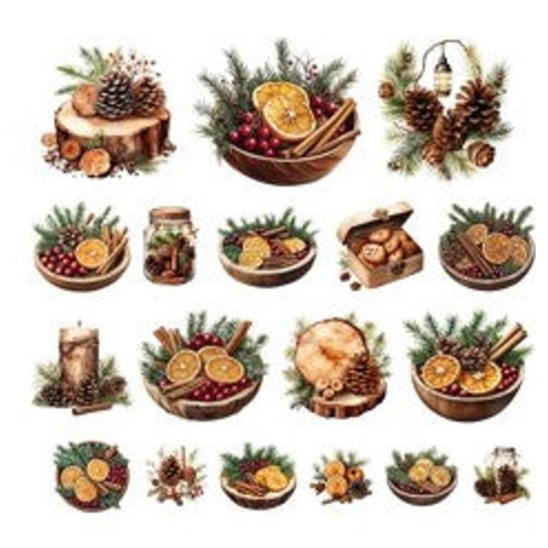 Simply Stated – Christmas Citrus Pinecones Ephemera