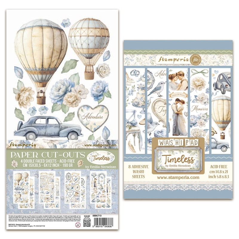 Stamperia Timeless Washi Pad & Paper Cut Outs Bundle
