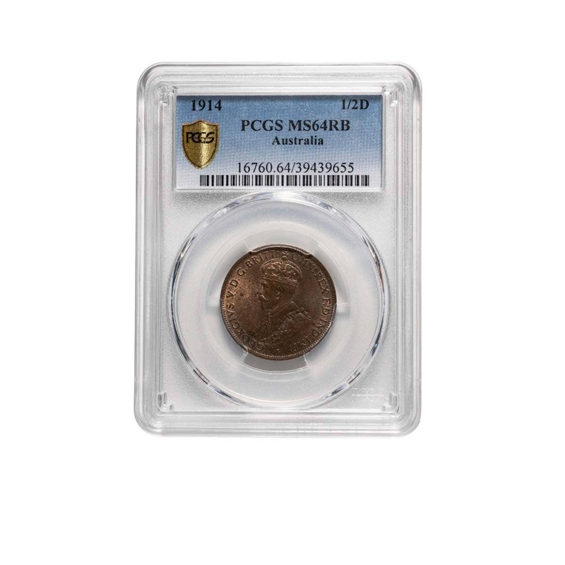 1914 Halfpenny PCGS MS64RB (Choice Uncirculated Red Brown)