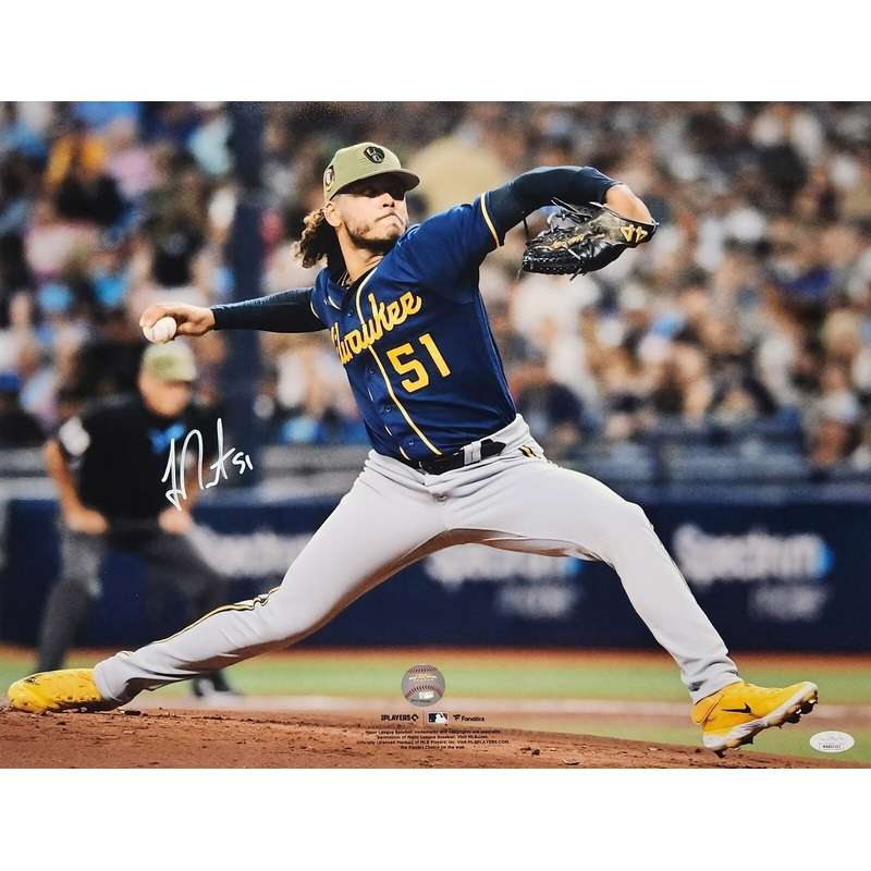 Brewers All Star Pitcher FREDDY PERALTA Signed 16×20 Photo #11 AUTO — JSA