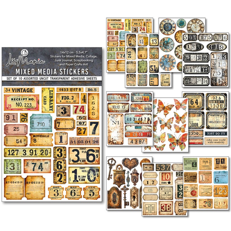 Ciao Bella Mixed Media Sticker Set Grungy Tags (10pcs)