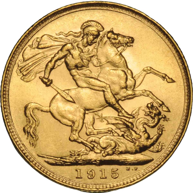 George V 1911-28 Large Portrait Gold Sovereign about Uncirculated-Uncirculated