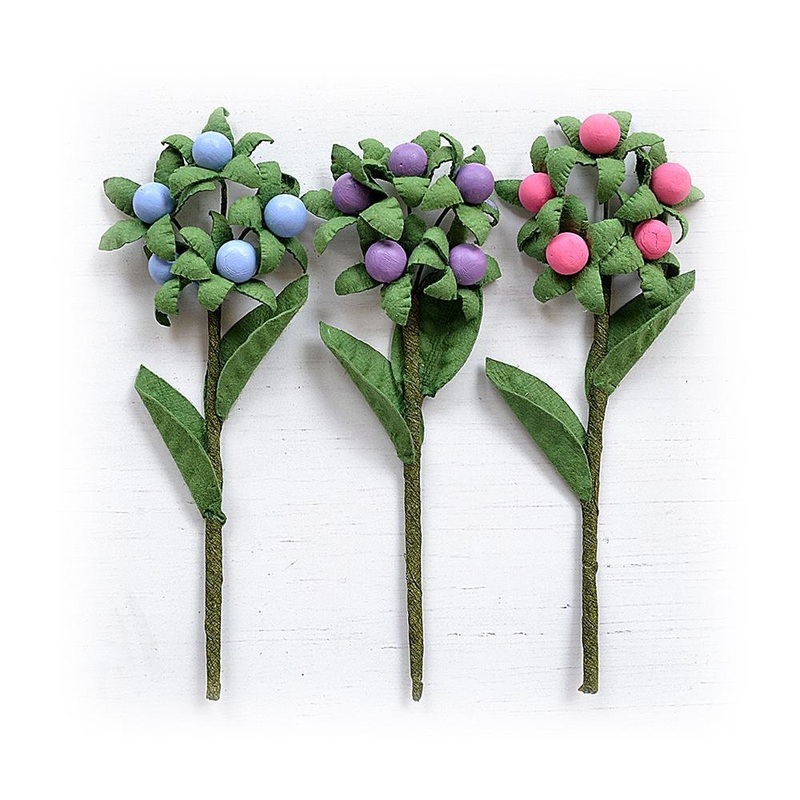 Little Birdie Berry Branch 3/Pkg Birds And Berries
