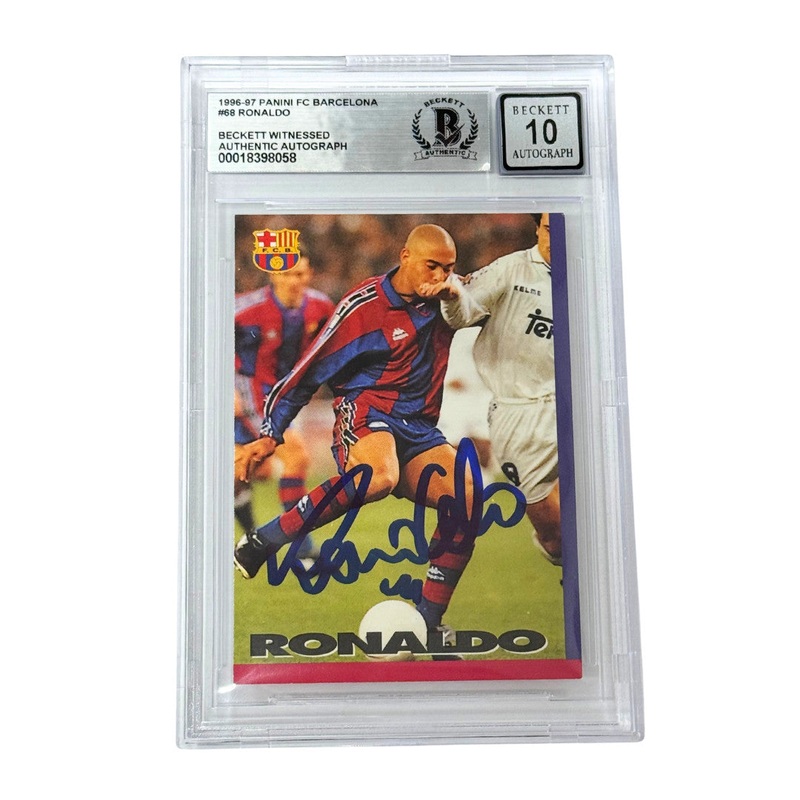 Ronaldo Nazario Signed 1996-97 Panini FC Barcelona #68 – Beckett Witness
