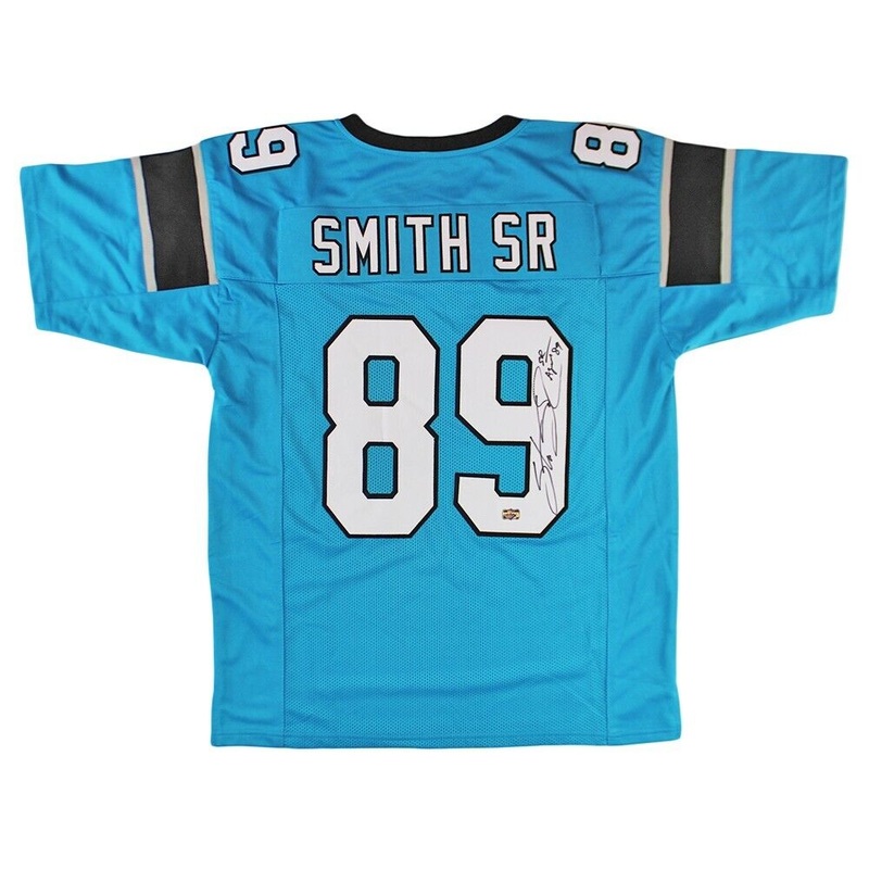 Steve Smith Sr Signed Carolina Custom Blue Jersey With Agent 89 Inscription